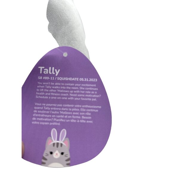 Squishmallows Tally Tabby Cat Purple Rabbit Bunny Ears 8" Plush Easter Toy - Picture 7 of 9